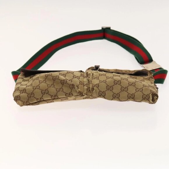 GUCCI GG Canvas Web Sherry Line Tote Bag 2Set Beige Red Green Auth 138062 - Picture 8 of 12